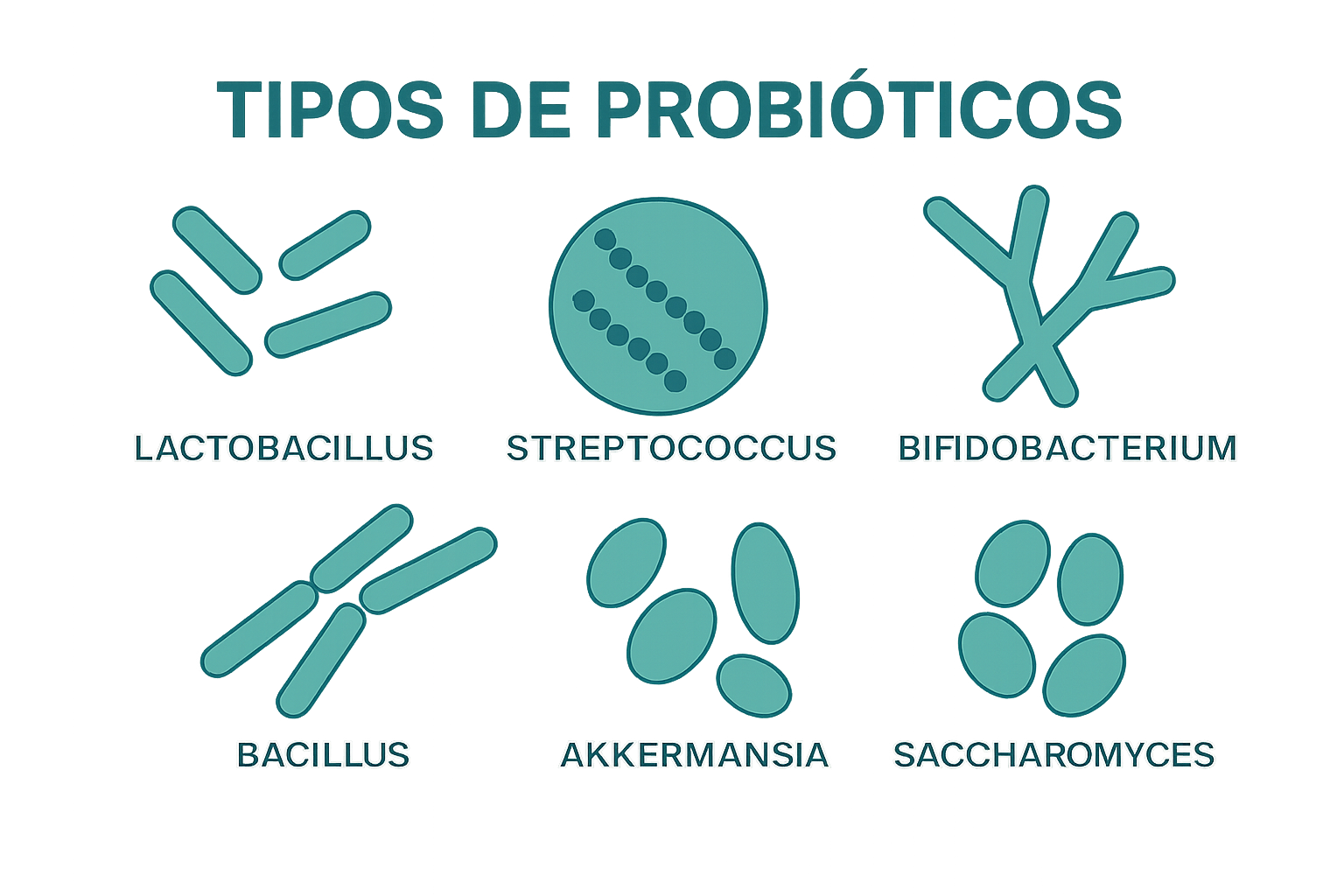 Diferentes tipos de bacterias probióticas
